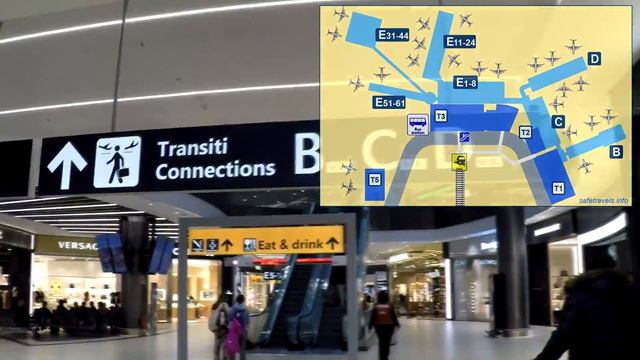 Аэропорт Рим Фьюмичино - как добраться из терминала 3 в терминал 1. Транзит