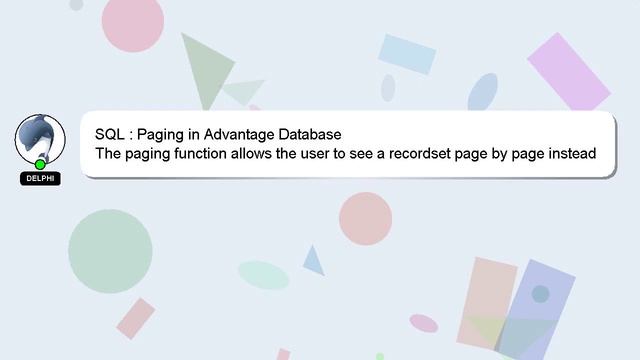 SQL : Paging in Advantage Database смотреть онлайн
