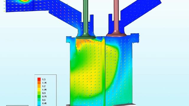 Моделирование во FlowVision. Цилиндр двигателя внутреннего сгорания. смотреть онлайн