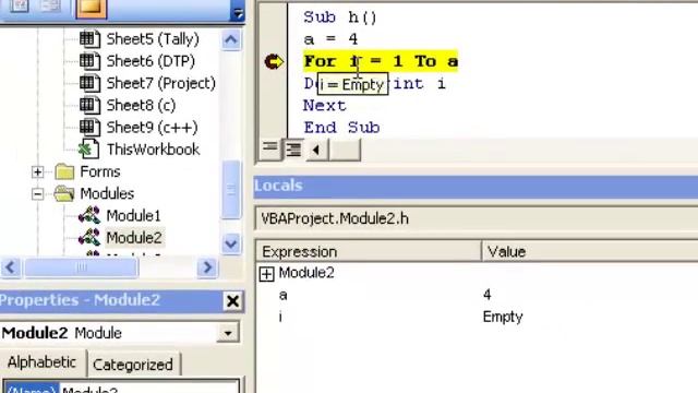 Locals Window in Excel Visual Basic Editor смотреть онлайн