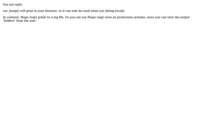 Magento: What is the difference between use of var_dump() and mage::log() to debug? (6 Solutions!!) смотреть онлайн