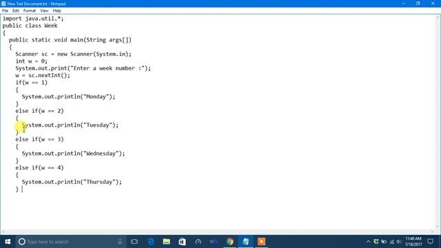 Java Program To Take A Week Number and Print The Corresponding Week Day - For Beginners смотреть онлайн