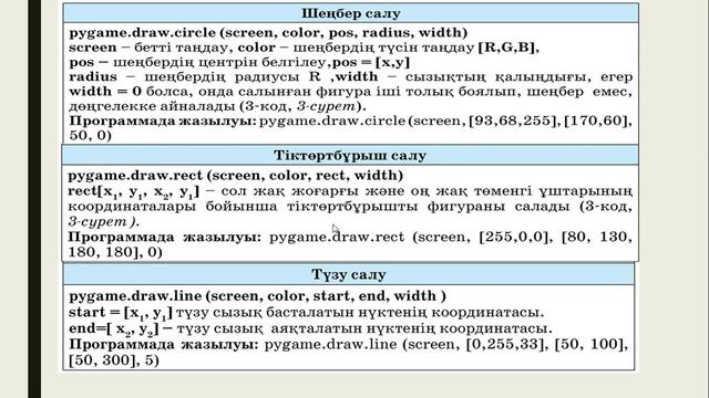 Информатика 9 сынып. 4 тоқсан. Ойын терезесін жасау үшін PyGame кітапханасының модульдерін пайдалан смотреть онлайн