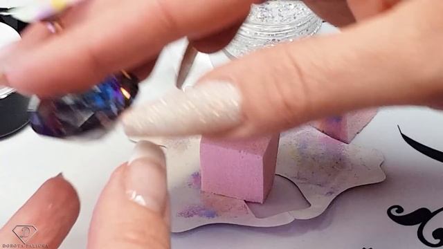 Rainbow Tie Dye Ombre Nails. Tie Dye Nail Trend With Glitter. Sponging Nail Art