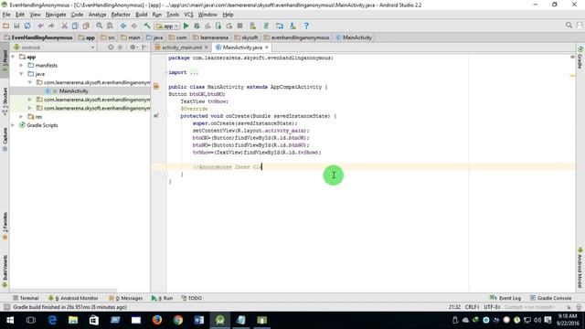 Android App Development 2: How To Use Click Event Annonymouse Inner Class Tutorial смотреть онлайн
