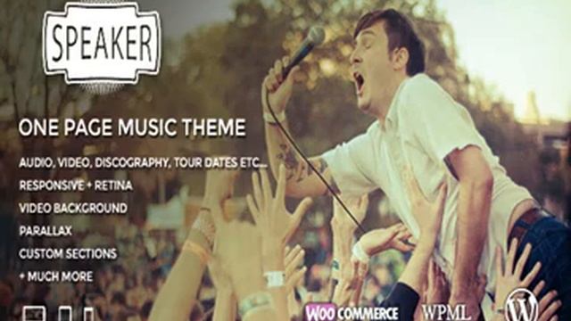 Speaker - One Page Music Wordpress Theme Full Activated 2021 смотреть онлайн
