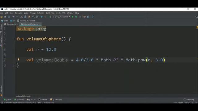 volume of sphere in kotlin смотреть онлайн
