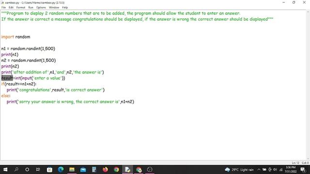 python program to add two random numbers смотреть онлайн
