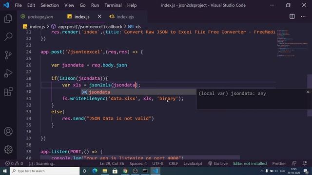 Node.js Express Raw JSON to Excel File Converter Full Web App Using json2xls Library Live Deploymen смотреть онлайн