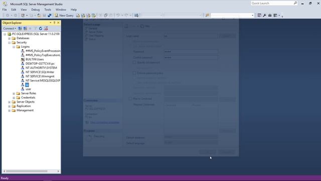 SQL Management Studio Change sa User Password смотреть онлайн