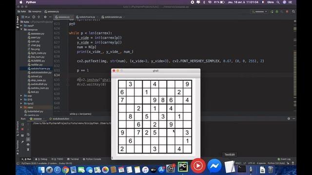 Sudoku 9x9 puzzle solved in a second by python openCv AI 2O2O TUTO (iGHALi) смотреть онлайн