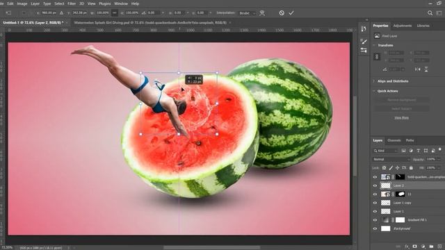 Watermelon Splash Effect in Photoshop | Photoshop Manipulation смотреть онлайн