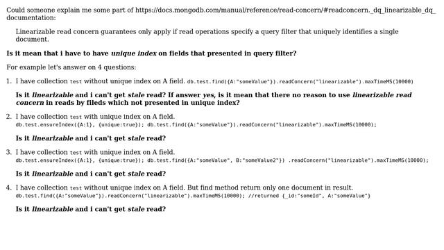 Databases: MongoDb linearizable read concern restrictions смотреть онлайн