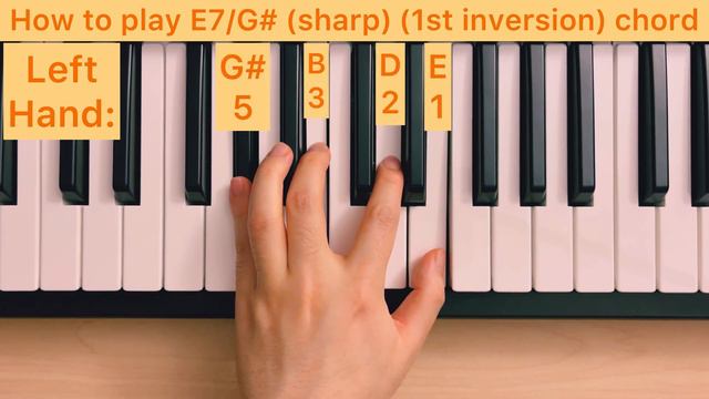 Piano Lesson 233: How to play E7/G# (sharp) (1st inversion) chord with the left hand tutorial смотреть онлайн