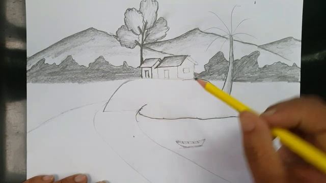 Pencil sketch 13 || Trying to draw a simple scenery || Ishan's mixed videos смотреть онлайн