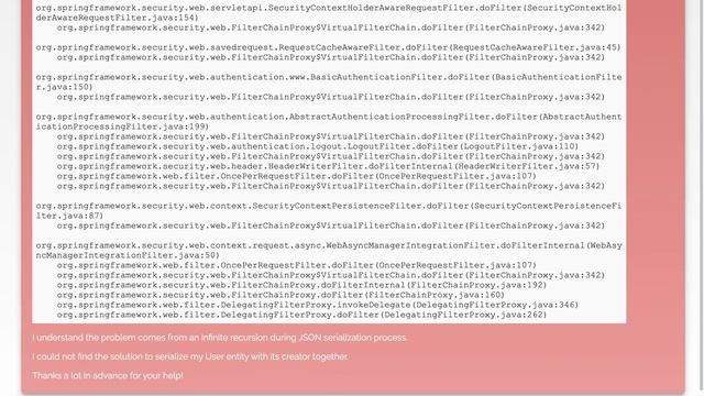 Spring JSON Direct self-reference leading to cycle (infinite recursion) смотреть онлайн