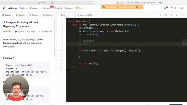 Leetcode Solution - 3 Longest Substring Without Repeating Characters смотреть онлайн