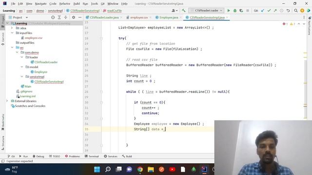 Reading CSV file using java code смотреть онлайн