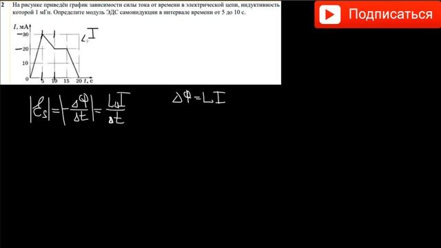 На рисунке приведён график зависимости силы тока от времени в электрической цепи, индуктивность смотреть онлайн