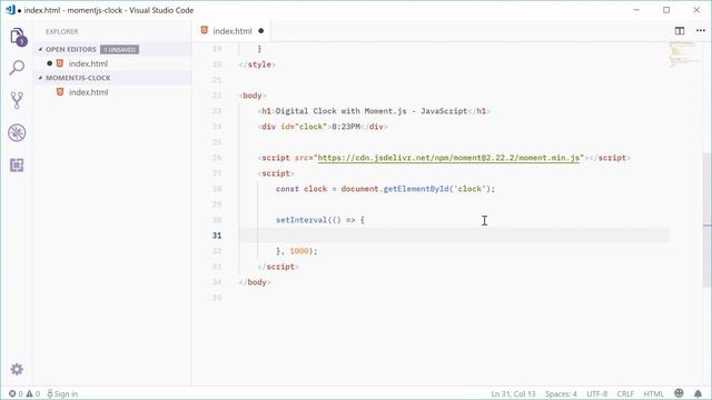 Create a Digital Clock using Moment.js in JavaScript смотреть онлайн