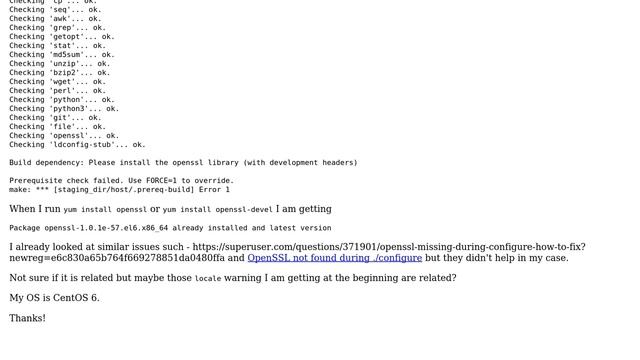 Unix & Linux: ./configure failed due to missing openssl although it is already installed смотреть онлайн