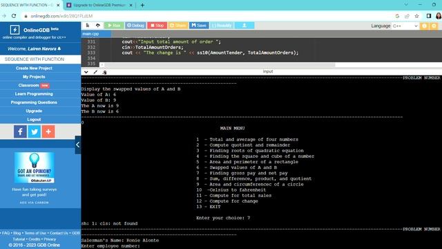 SEQUENCE WITH FUNCTION GDB online Debugger Code, Compile, Run, Debug online C, C++ Google Chr смотреть онлайн