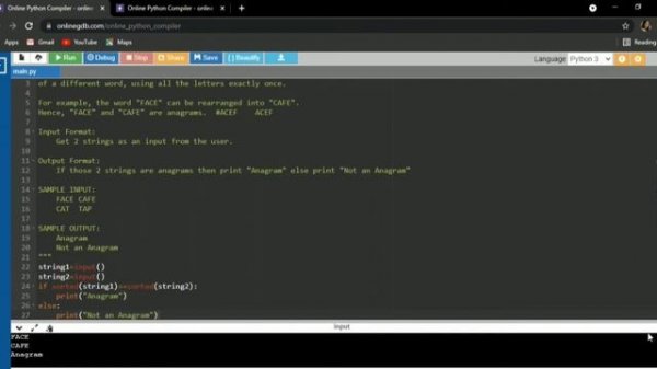 Cracking the code using python #Python #Anagram #BalancedParaentheses
