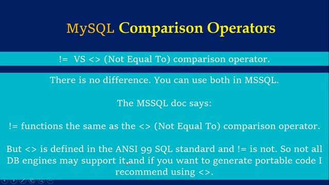 MySQL Challenge #30: Which NOT Equal Operators to used and WHY in MySQL смотреть онлайн