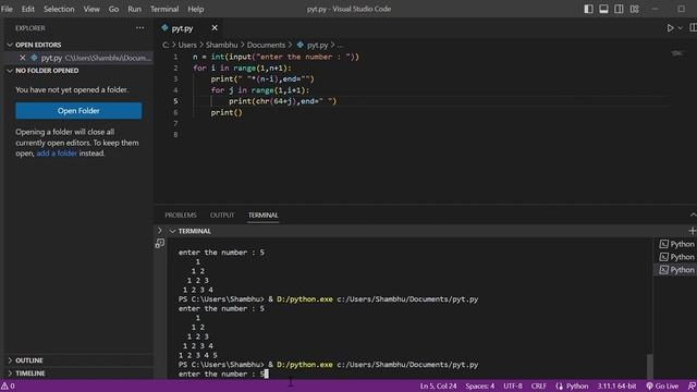 part - 7 || 100 pattern program practice in python || 7 lakh package after completing this pattern смотреть онлайн