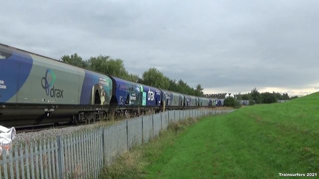 GBRf Class 60 No. 60087 on 6E09 Liverpool Biomass Terminal - Drax Aes @ Denton Jn on 14.09.21 - HD смотреть онлайн