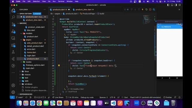 STUDY CASE FLUTTER BLOC QR CODE WITH FIREBASE [ NEW 2023 ] - 06 All Product смотреть онлайн