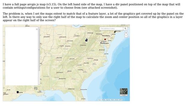 GIS: ArcGIS JS, use only right half of the map area when setting extent? смотреть онлайн