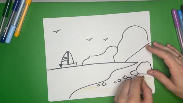 Как нарисовать Берег и Море | Рисование для детей. смотреть онлайн