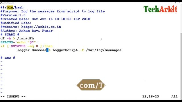 logger command - Log Script Execution status into log file or syslog server смотреть онлайн
