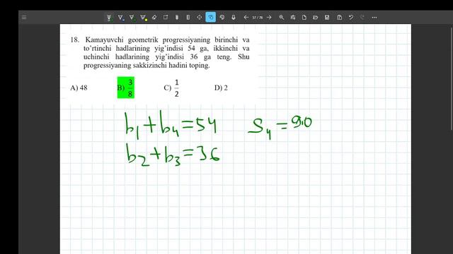 Matematika Attestatsiya Savollari 2-test
