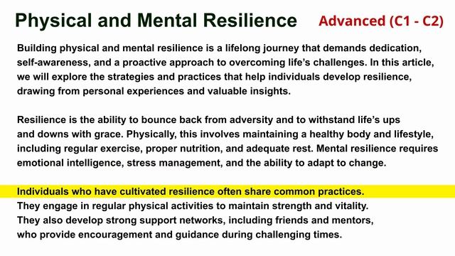 87. Physical and Mental Resilience (Advanced C1-C2) - English Reading Practice смотреть онлайн