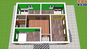 ПРОЕКТ 14 НАКШАИ ХОНАИ 4 ХУЧРАГА КУХНИ БАНЯ ДОРАД  11,60 X 10,60 БО ФАРМАТИ 3D (ПРОЕКТ 14)