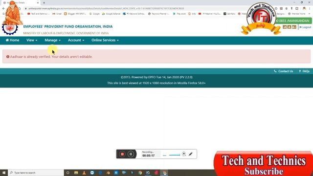 PF Amount claim problem Aadhar authentication failed problem solution Tech and Technics смотреть онлайн