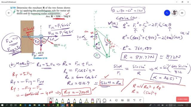 Statics Problems | P 2.19 & P 2.20 | Resolution of Vector into Components | Engineers Academy смотреть онлайн
