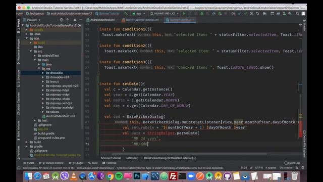 Date Picker Calendar using Kotlin - Android Studio Kotlin Tutorial смотреть онлайн