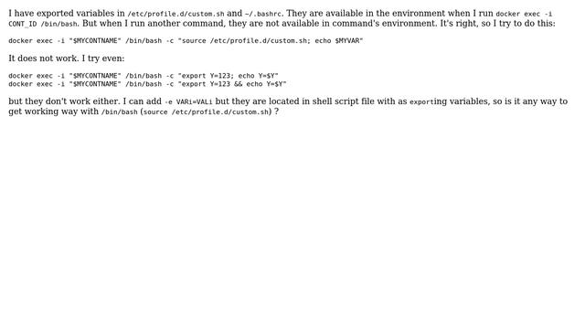 Unix & Linux: Why does "export" not work in docker exec? смотреть онлайн