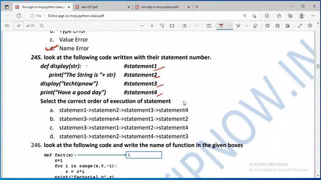 Python Functions MCQ | HPSC PGT Computer Science | KVS PGT Computer Science MCQ with Explanation смотреть онлайн