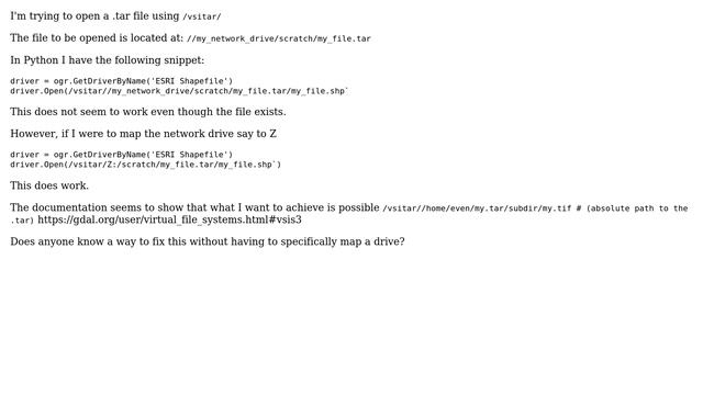 GIS: GDAL Virtual File Systems Python Opening files in Network Drive Issue смотреть онлайн