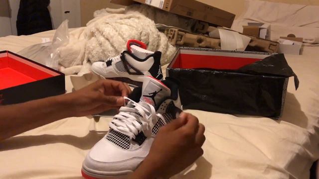 How To Lace Jordan 4's | Pickup Vlog And On Feet смотреть онлайн