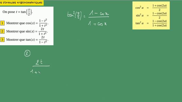 Term Spé Maths-Prépa à la prépa les formules trigonométriques-tangente tan(a/2) смотреть онлайн