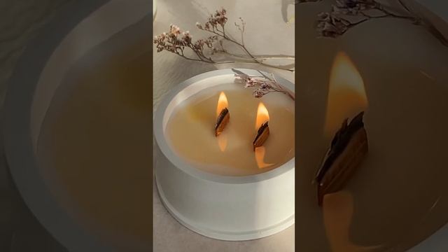 Свеча с трещащим деревянным фитилем. Эффект камина смотреть онлайн