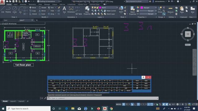 Autocad 2D Home floor plan basic works knowledge Tutorial part 3 смотреть онлайн