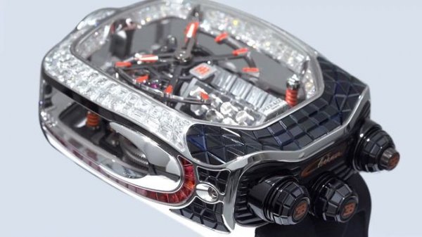 The Jacob & Co. Bugatti Chiron Baguette Black and Orange Sapphires