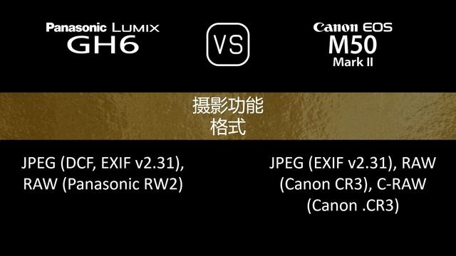 Panasonic Lumix GH6 与 Canon EOS M50 Mark II 的规格比较 смотреть онлайн