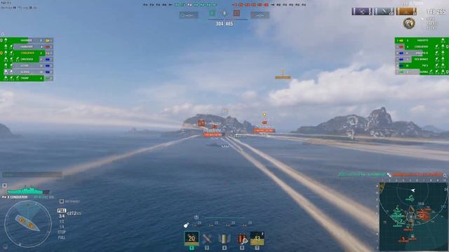 Линкор Conqueror 216К Урона! Мир кораблей World of Warships смотреть онлайн